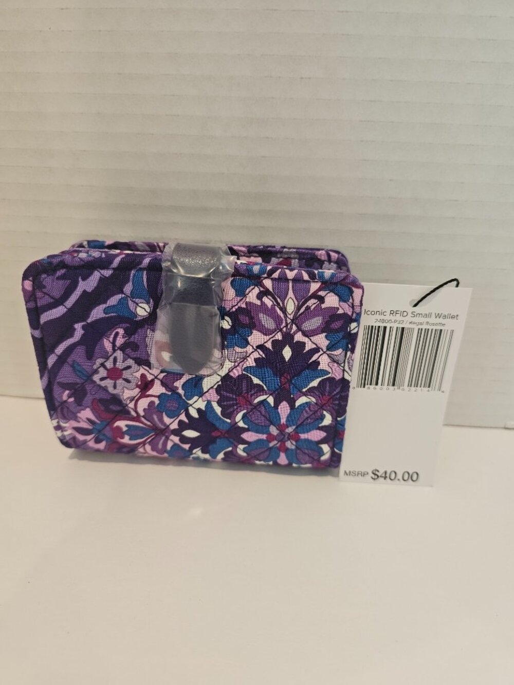 NWT Vera Bradley Iconic RFID Small Wallet Regal Rosette Purple Paisley White - Picture 7 of 8